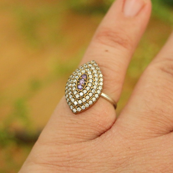 925 Sterling Silver Topaz Stones ring size 6 - Picture 6 of 6